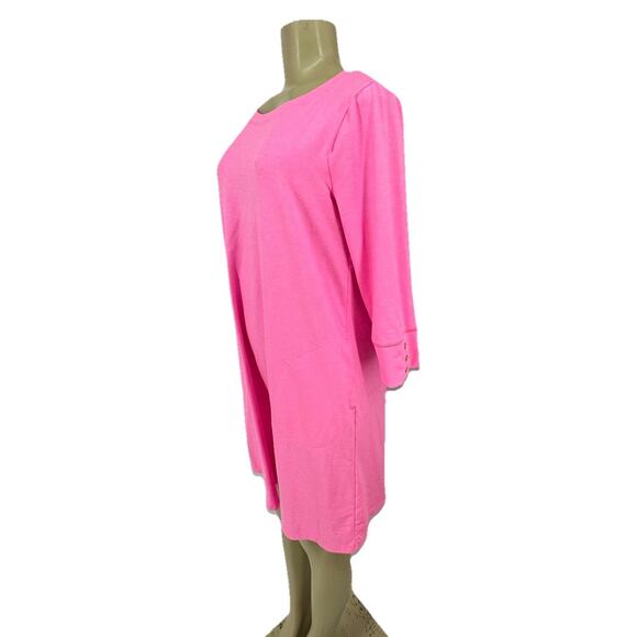 Lilly Pulitzer Medium Women Solia Dress UPF 50+ Pullover Pink Pockets 16-9v - Picture 2 of 9
